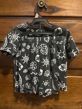 Kids Black & White Graphic Tee and Shorts Set